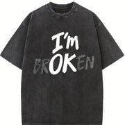 1 Pcs Heavy Adorable Vintage Washed T-Shirt in Black