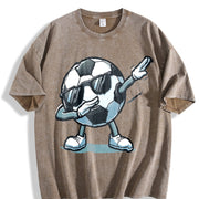 Dabbing Soccer Ball Vintage Washed T-Shirt in Brown