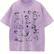 Cowboy Cats and Kittens Western Cowboy Vintage Washed T-Shirt in Purple