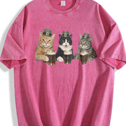 Cat Shamrock – St. Patrick’s Day vintage washed oversized T-shirt in Red