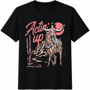 Actin' Up Cowgirl Rodeo Cotton T-Shirt in Black