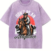 Retro Bigfoot Don't Be an Assquatch 90s Vintage Washed T-Shirt in Purple