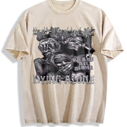Dying Alone Marble Statues Vintage Washed T-Shirt in Beige