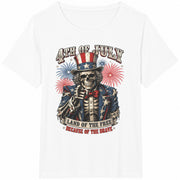 4th of July Skeleton Cotton T-Shirt in White