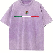 Mexican Flag Celebratory and Machine Washability vintage washed oversized T-shirt in Purple