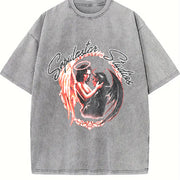 Angel Demon Tank Gothic Sleeveless Muscle Vintage Washed T-Shirt in Gray