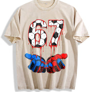 67 Soccer Vintage Washed T-Shirt in Beige