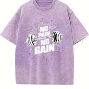 No Pain No Gain Vintage Washed T-Shirt in Purple