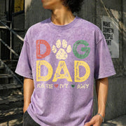Dog Dad Personalized Pet Vintage Washed T-Shirt in Purple