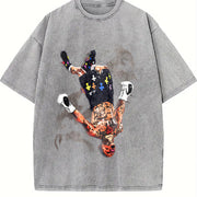 Gervonta Tank Davis Flip Tank Davis Boxing World Champion vintage washed oversized T-shirt in Gray