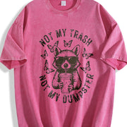 Not My Trash Not My Dumpster Snarky Raccoon Vintage Washed T-Shirt in Red