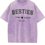 Custom Bestie Personalized Bestie Vintage Washed T-Shirt in Purple