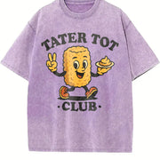 Tater Tot Club for Foodies Vintage Washed T-Shirt in Purple