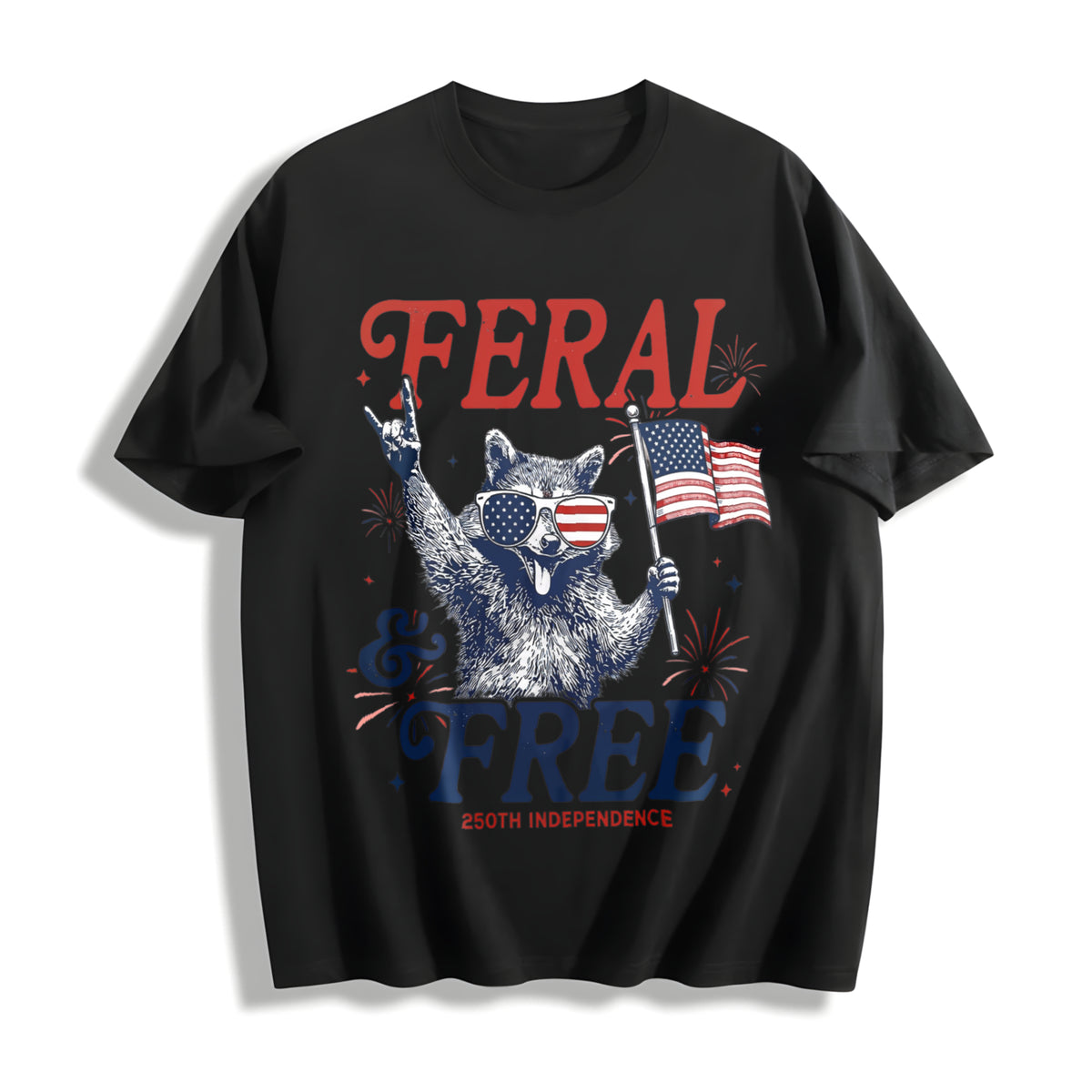Feral and Free Raccoon Cotton T-Shirt in Black