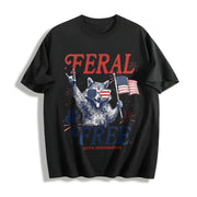 Feral and Free Raccoon Cotton T-Shirt in Black