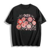 It's Okay to Boho Floral Cotton T-Shirt in Black