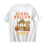 Retro Stars Hollow Cotton T-Shirt in White