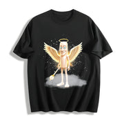 Tung God Sahur Brainrot Meme Cotton T-Shirt in Black