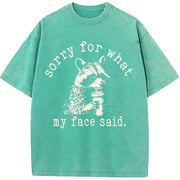 Sorry For What My Face Said Raccoon Animal vintage washed oversized T-shirt in Blue