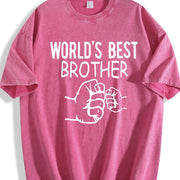 World's Best Brother Vintage Washed T-Shirt in Red