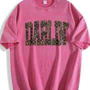 Retro Western Checkered Leopard Western Concert vintage washed oversized T-shirt in Red