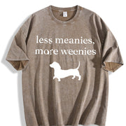 Less Meanies More Weenies Vintage Washed T-Shirt in Brown