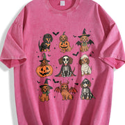 Halloween Dachshund Vintage Washed T-Shirt in Red