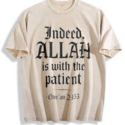 Qur’an 2:153 – Faith with Bold Patience Verse Christian vintage washed oversized T-shirt in Beige