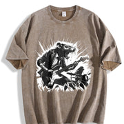 Crazy Rocker Rat 90s Vintage Washed T-Shirt in Brown