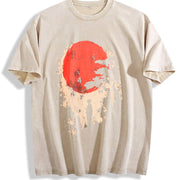 For Formal Urban Distressed Enthusiasts Vintage Washed T-Shirt in Beige