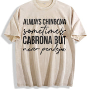 Short-sleeved Round-neck with a Mexican Vintage Washed T-Shirt in Beige