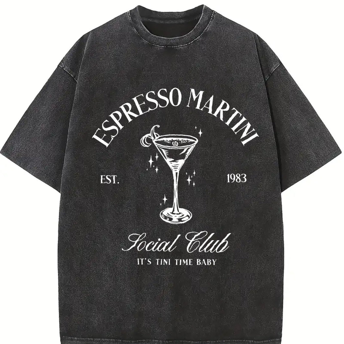 Espresso Martini Social Club vintage washed oversized T-shirt in Black