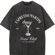 Espresso Martini Social Club vintage washed oversized T-shirt in Black