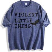 Violent Little Thing Basgiath War College Fourth Wing vintage washed oversized T-shirt in Blue