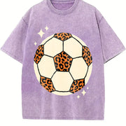 Leopard Soccer Ball Vintage Washed T-Shirt in Purple