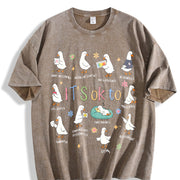 It's OK to Be Different Autism Goose vintage washed oversized T-shirt in Brown