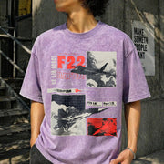 F-22 Raptor Vintage Washed T-Shirt in Purple