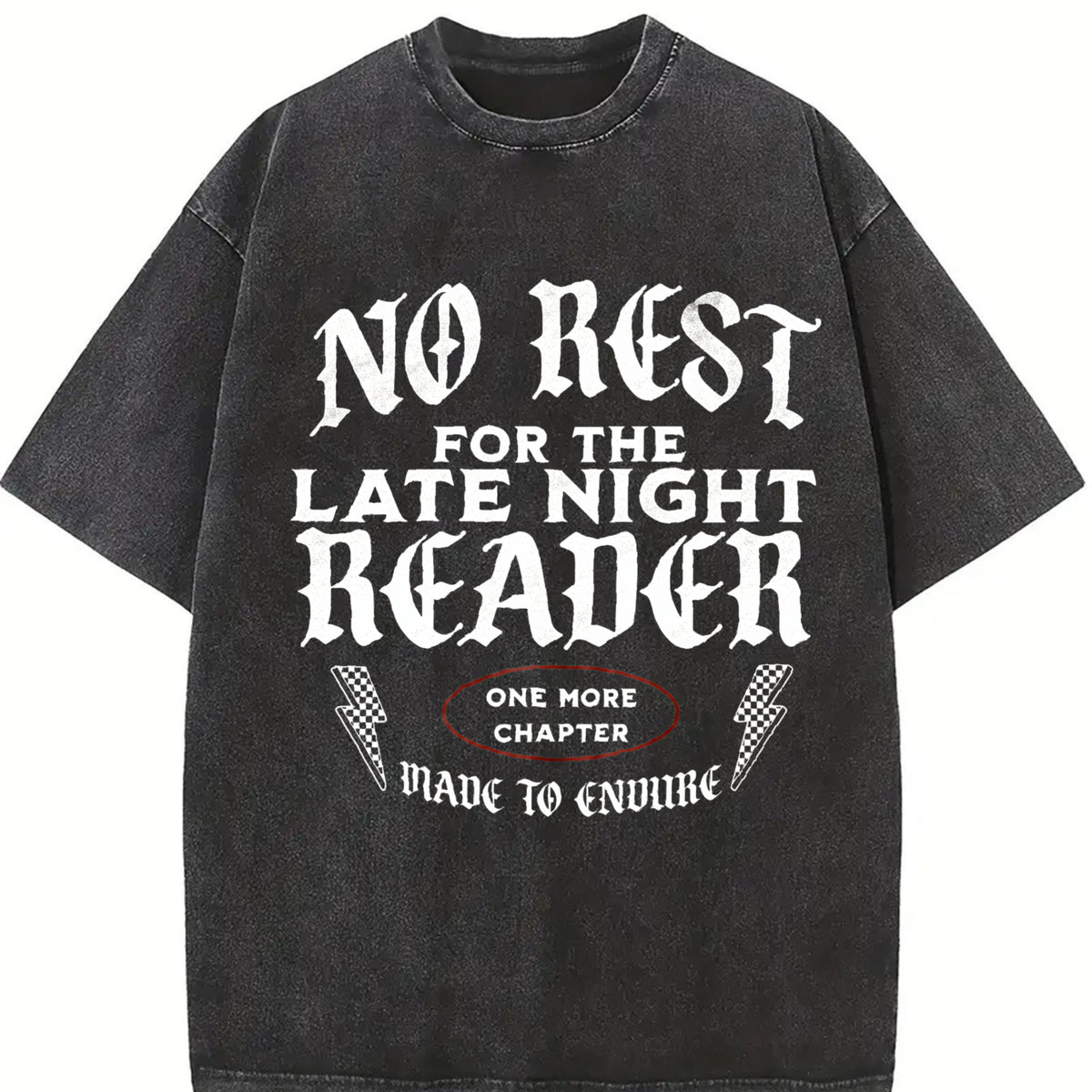 No Rest for the Late Night Reader Vintage Washed T-Shirt in Black