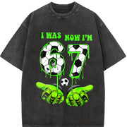 I Was 6 Now I'm 7 Soccer Vintage Washed T-Shirt in Black