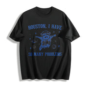 Houston I Have So Many Problems Raccoon Premium Cotton T-Shirt in Black