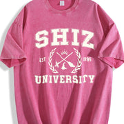 Wicked Shiz University Defy Gravity Broomstick Magic Wand vintage washed oversized T-shirt in Red