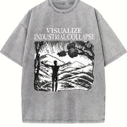 Embrace Nature Short-sleeve Vintage Washed T-Shirt in Gray