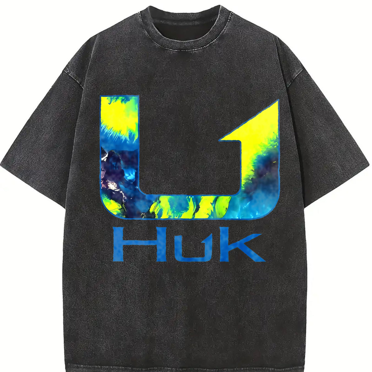 Sleeveless Tank HUK Tie Dye Arrow Logo Vest Vintage Washed T-Shirt in Black