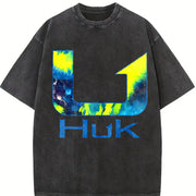Sleeveless Tank HUK Tie Dye Arrow Logo Vest Vintage Washed T-Shirt in Black
