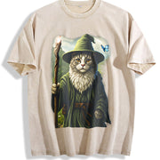 Catdalf Wizard 90s ® Vintage Washed T-Shirt in Beige