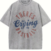 There’s No Crying in Baseball Mom Vintage Washed T-Shirt in Gray