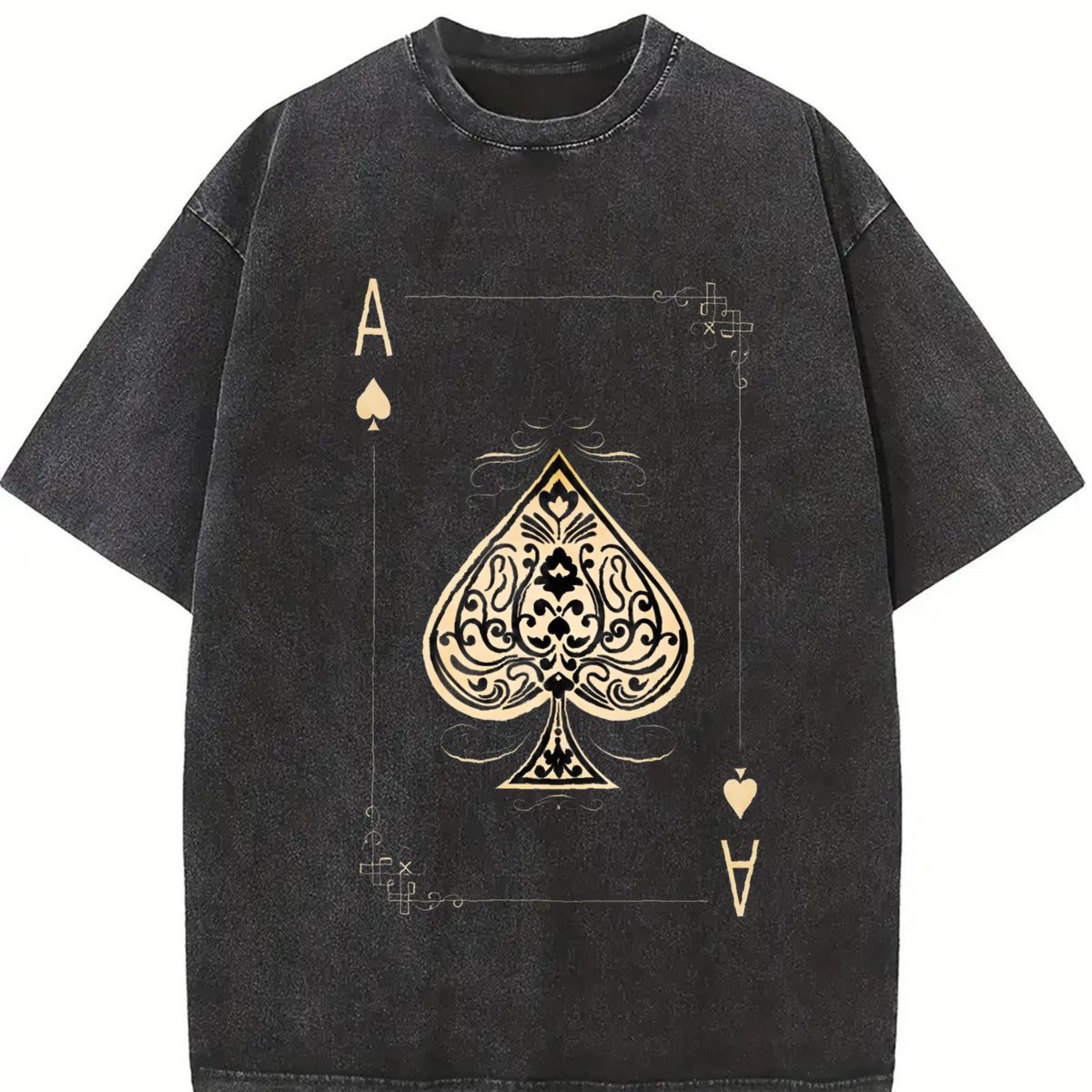 For Formal Urban Distressed Enthusiasts Vintage Washed T-Shirt in Black
