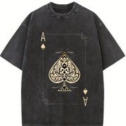 For Formal Urban Distressed Enthusiasts Vintage Washed T-Shirt in Black