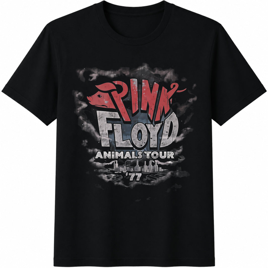Pink Floyd Animals Tour 1977 Cotton T-Shirt in Black