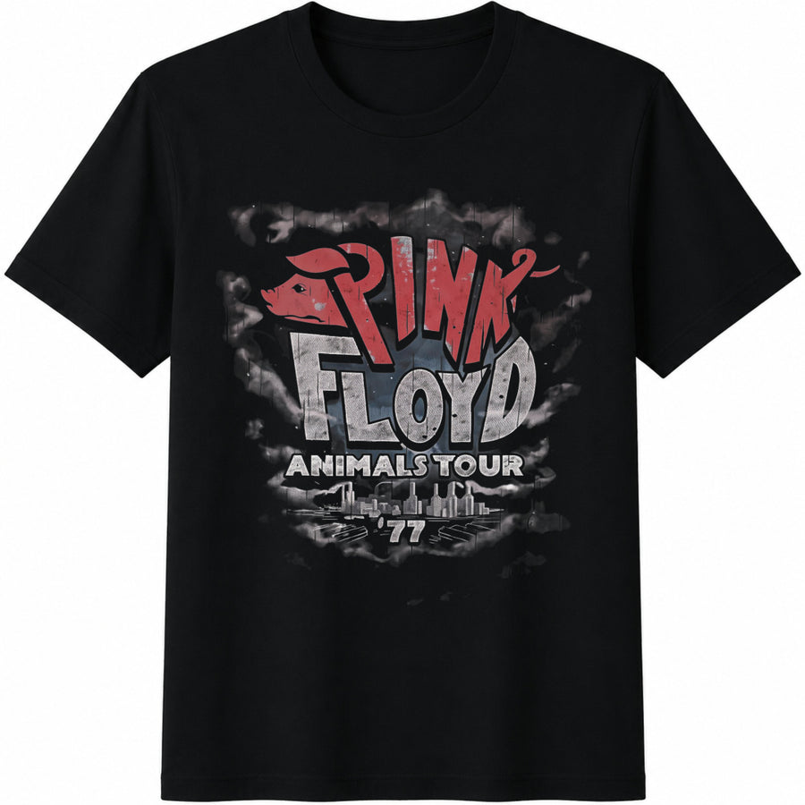 Pink Floyd Animals Tour 1977 Cotton T-Shirt in Black